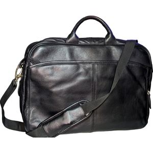 CLARKS 💻Distressed Heavy Duty Black Leather large Laptop Bag